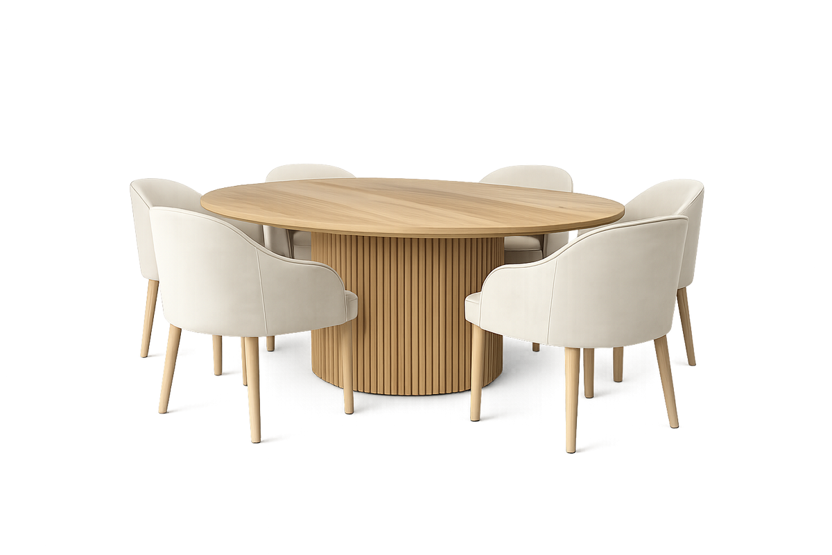 Nordic Fluted Round 6-Seater Dining Set