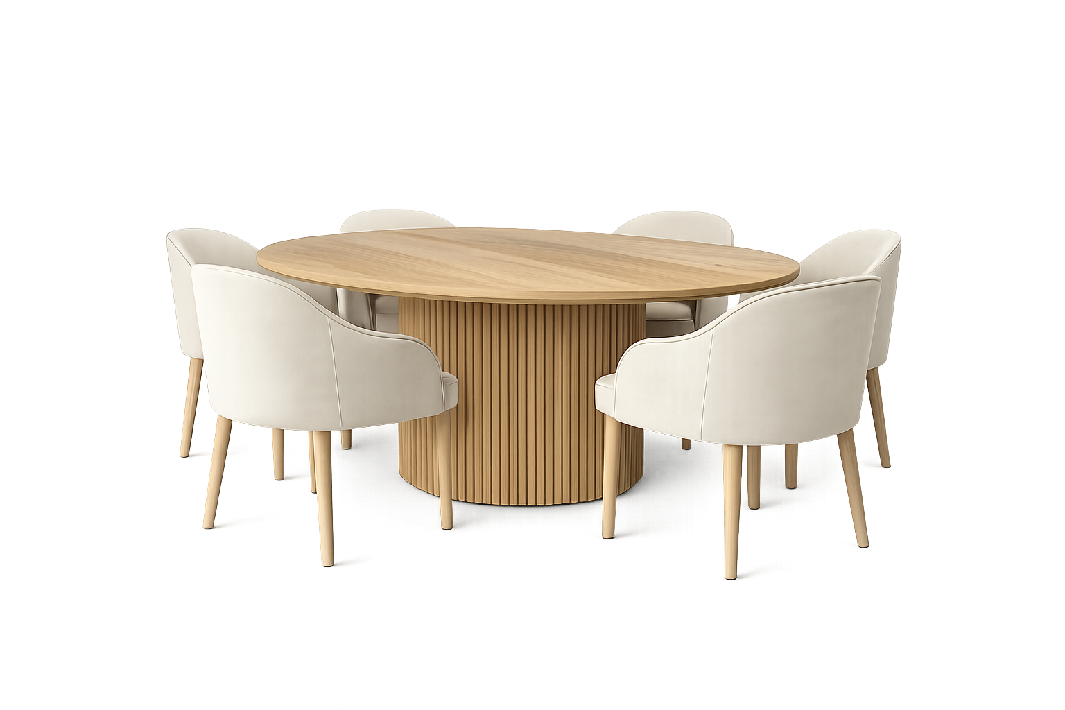 Nordic Fluted Round 6-Seater Dining Set