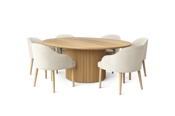 Nordic Fluted Round 6-Seater Dining Set