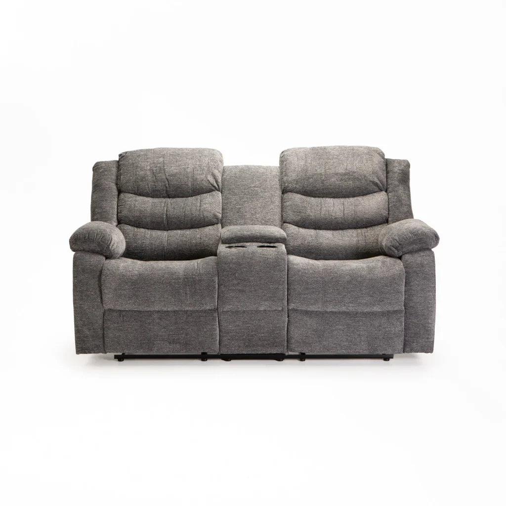 BAZ FABRIC 2 SEATER RECLINER WITH CONSOLE - GREY
