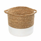 CATTAIL LEAF BASKET PLANTER K464 - NATURAL/WHITE