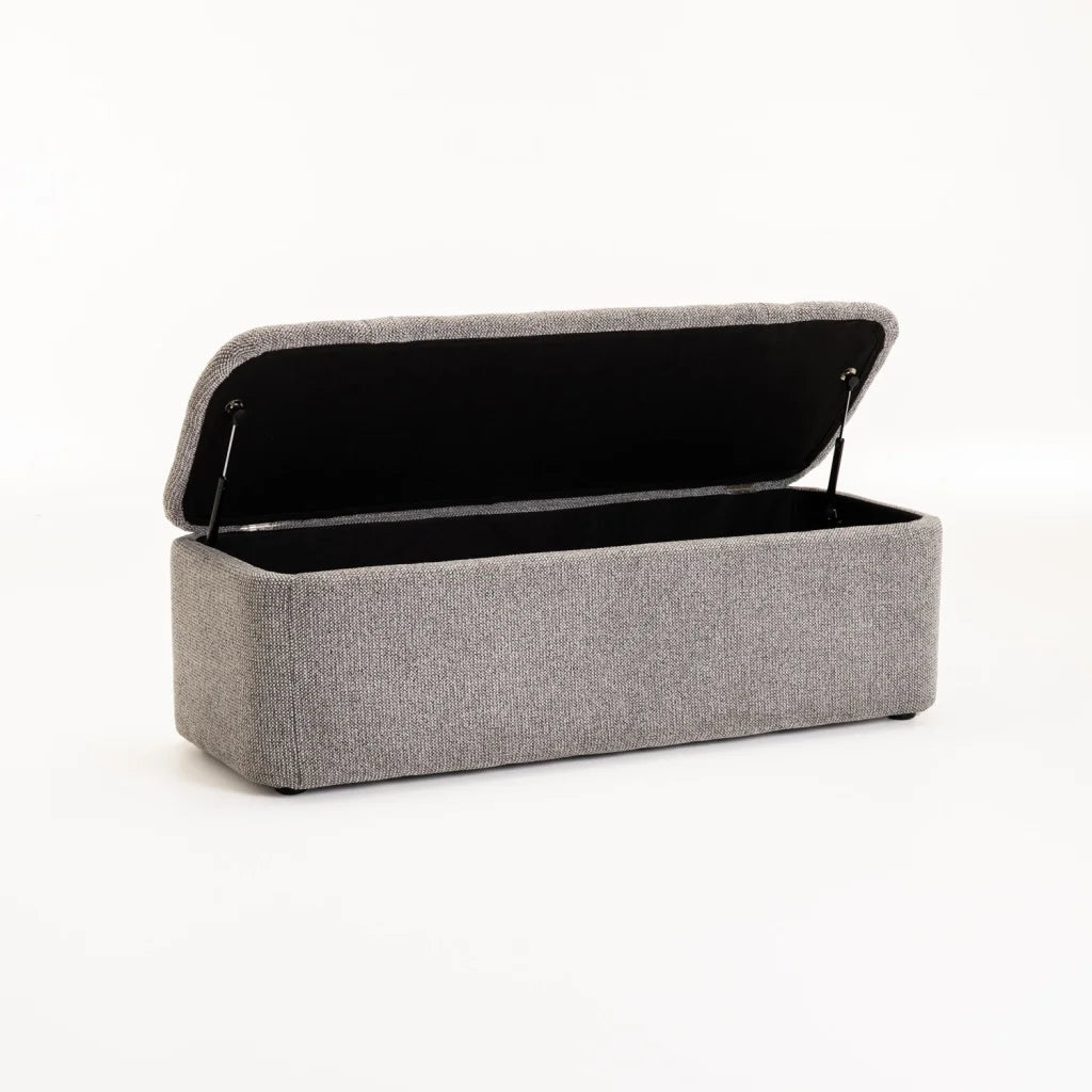 FERN TEXTURED FABRIC STORAGE OTTOMAN