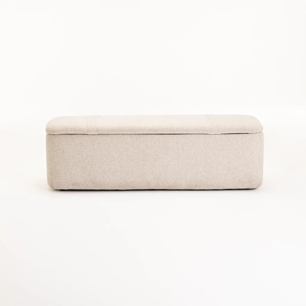 FERN TEXTURED FABRIC STORAGE OTTOMAN