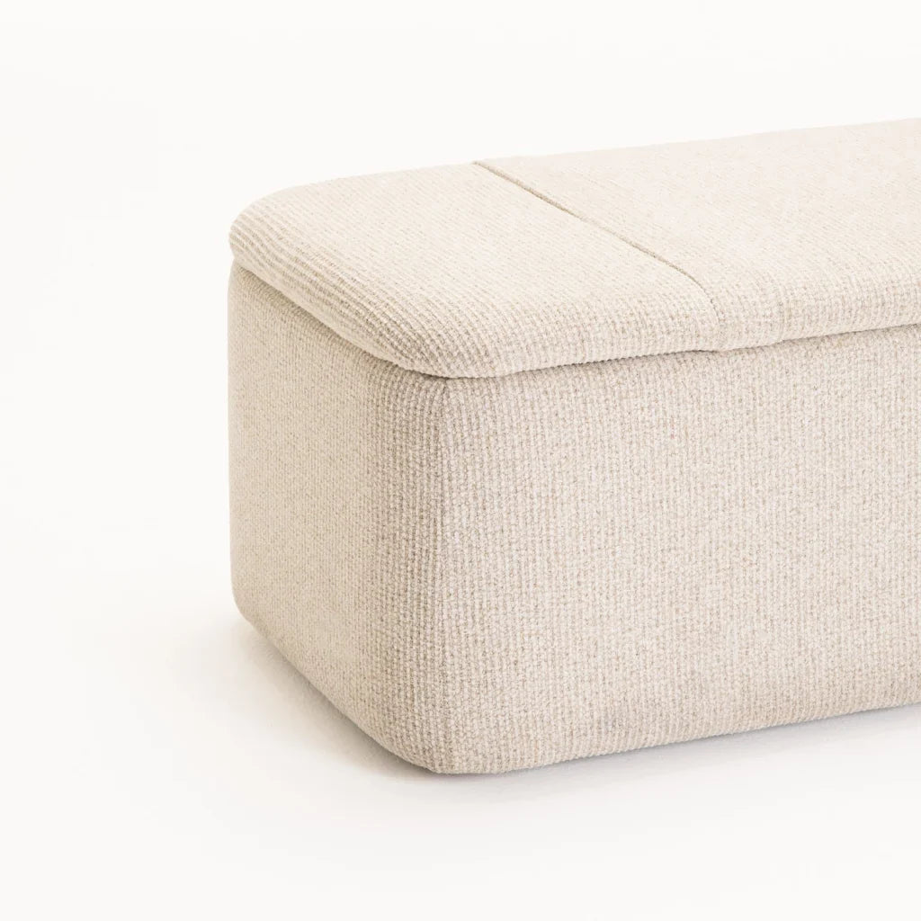 FERN TEXTURED FABRIC STORAGE OTTOMAN