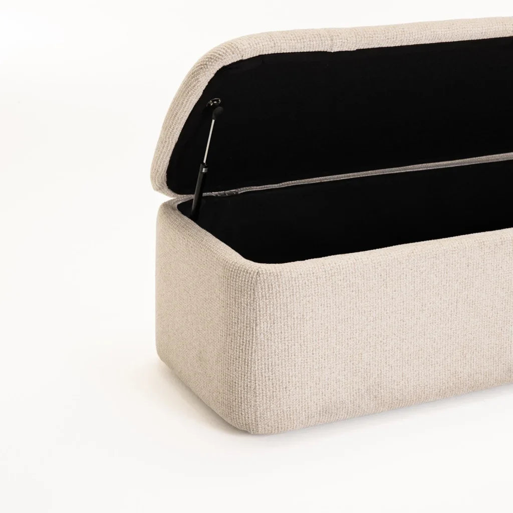 FERN TEXTURED FABRIC STORAGE OTTOMAN