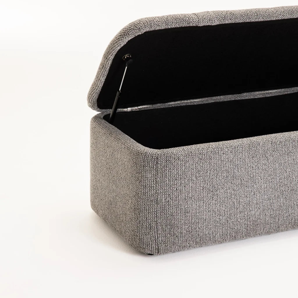 FERN TEXTURED FABRIC STORAGE OTTOMAN