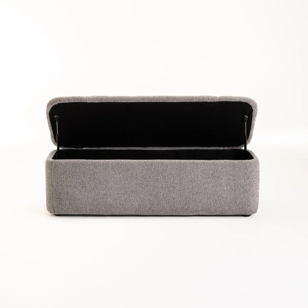 FERN TEXTURED FABRIC STORAGE OTTOMAN