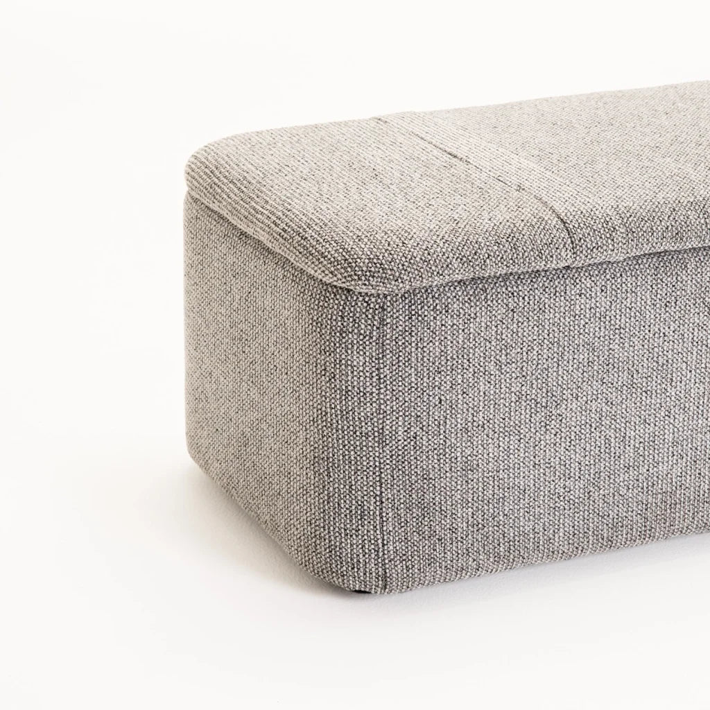 FERN TEXTURED FABRIC STORAGE OTTOMAN