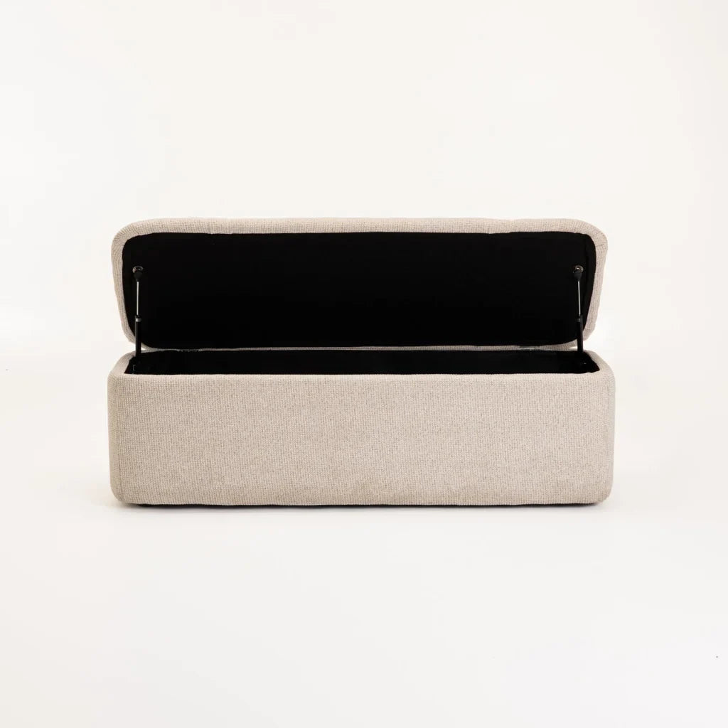 FERN TEXTURED FABRIC STORAGE OTTOMAN