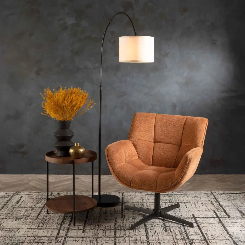 FLOOR LAMP BLACK CURVED METAL ARC 180cm H