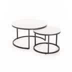 GIO SET OF 2 STONE TOP COFFEE TABLE - BLACK LEG