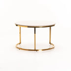 GIO SET OF 2 STONE TOP COFFEE TABLE - GOLD LEG