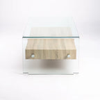 IVY 120x60cm 12MM TEMPERED GLASS COFFEE TABLE WITH DRAWER