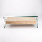 IVY 120x60cm 12MM TEMPERED GLASS COFFEE TABLE WITH DRAWER