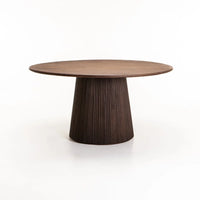 JAYA 150cm ROUND SOLID WOOD DINING TABLE-DARK BROWN
