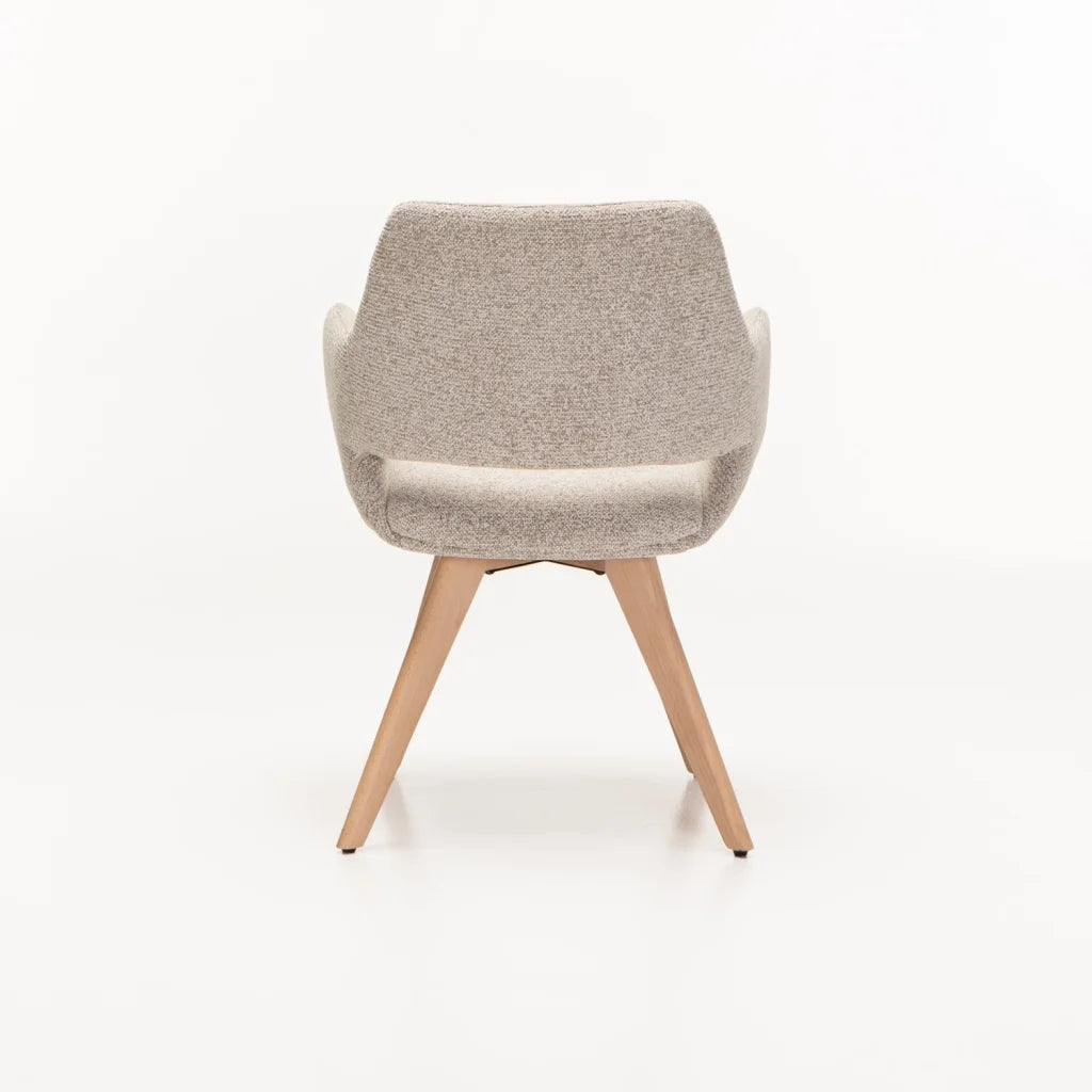 KIARA WOODEN DINING CHAIR - SPECKLED OATMEAL