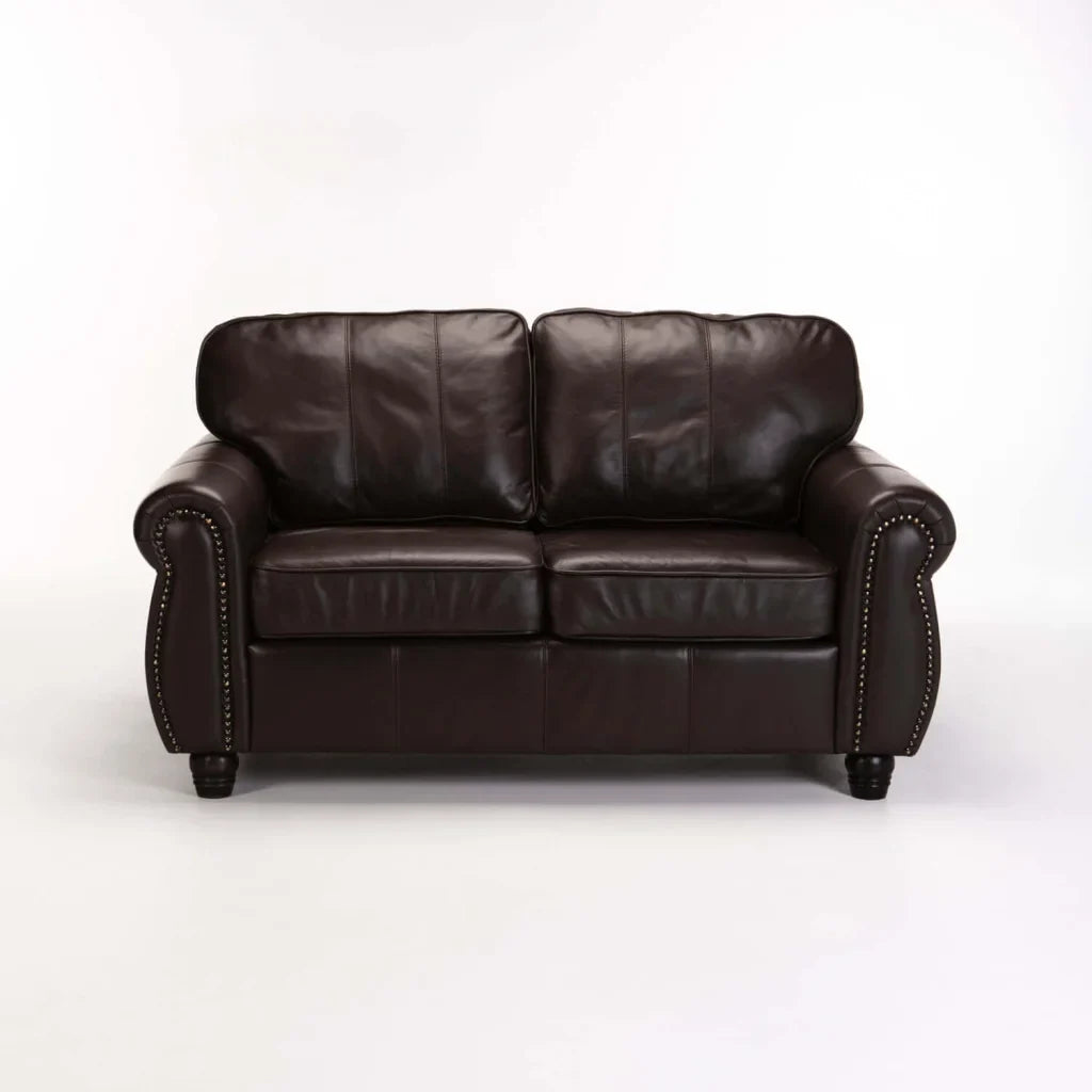KINGSLEY GENUINE LEATHER 2 SEATER COUCH