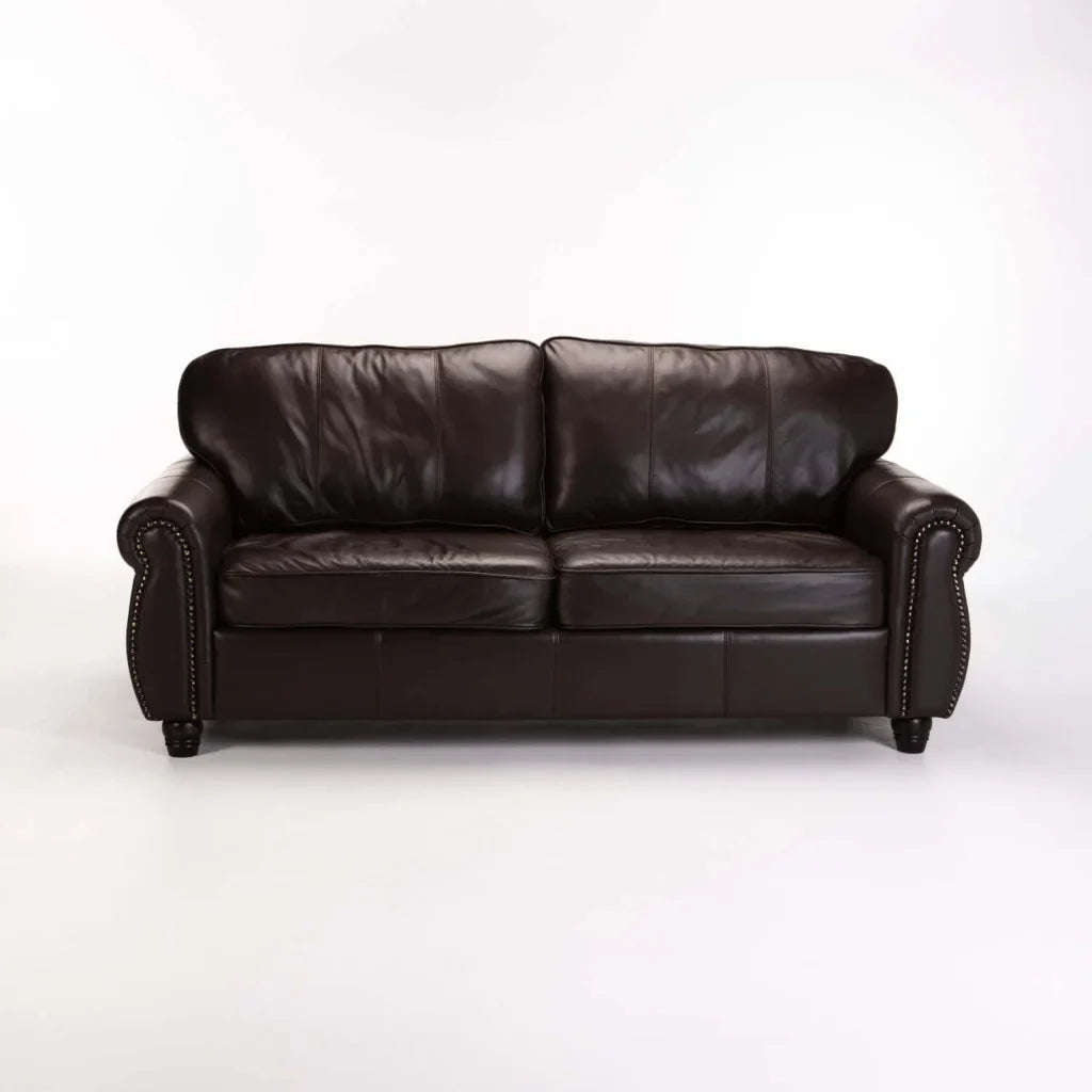KINGSLEY GENUINE LEATHER 3 SEATER COUCH