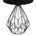TABLE LAMP BLK METAL WIRE BASE BLACK FABRIC SHADE