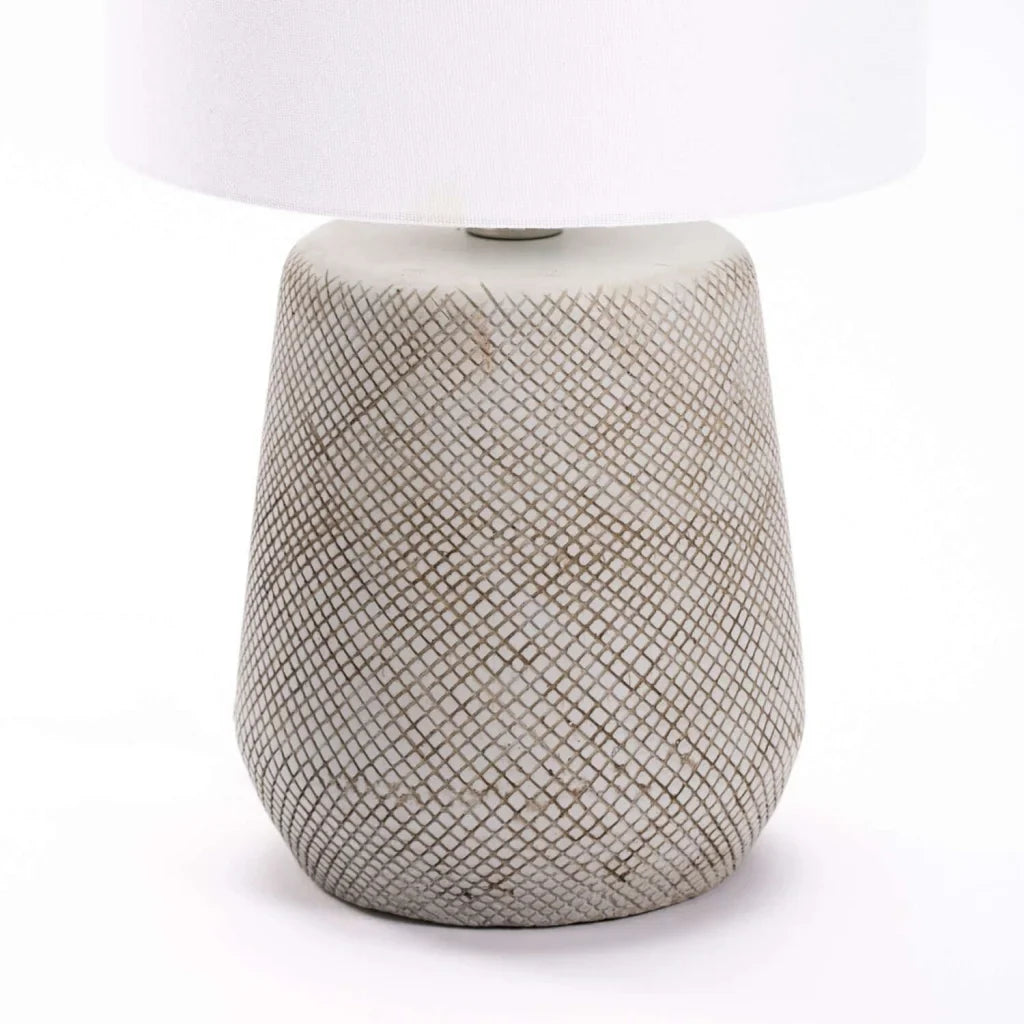 TABLE LAMP CROSSED BASE CREAM FABRIC SHADE