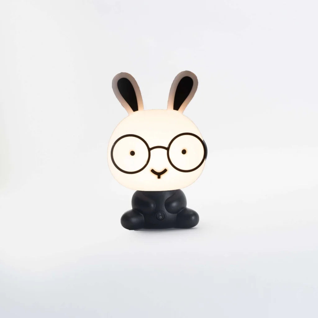 TABLE LAMP JUNIOR BLACK & WHITE RABBIT W/GLASSES