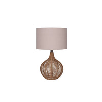 TABLE LAMP LINEN ROPE CREAM FABRIC SHADE