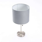 TABLE LAMP METAL BASE GREY FABRIC SHADE