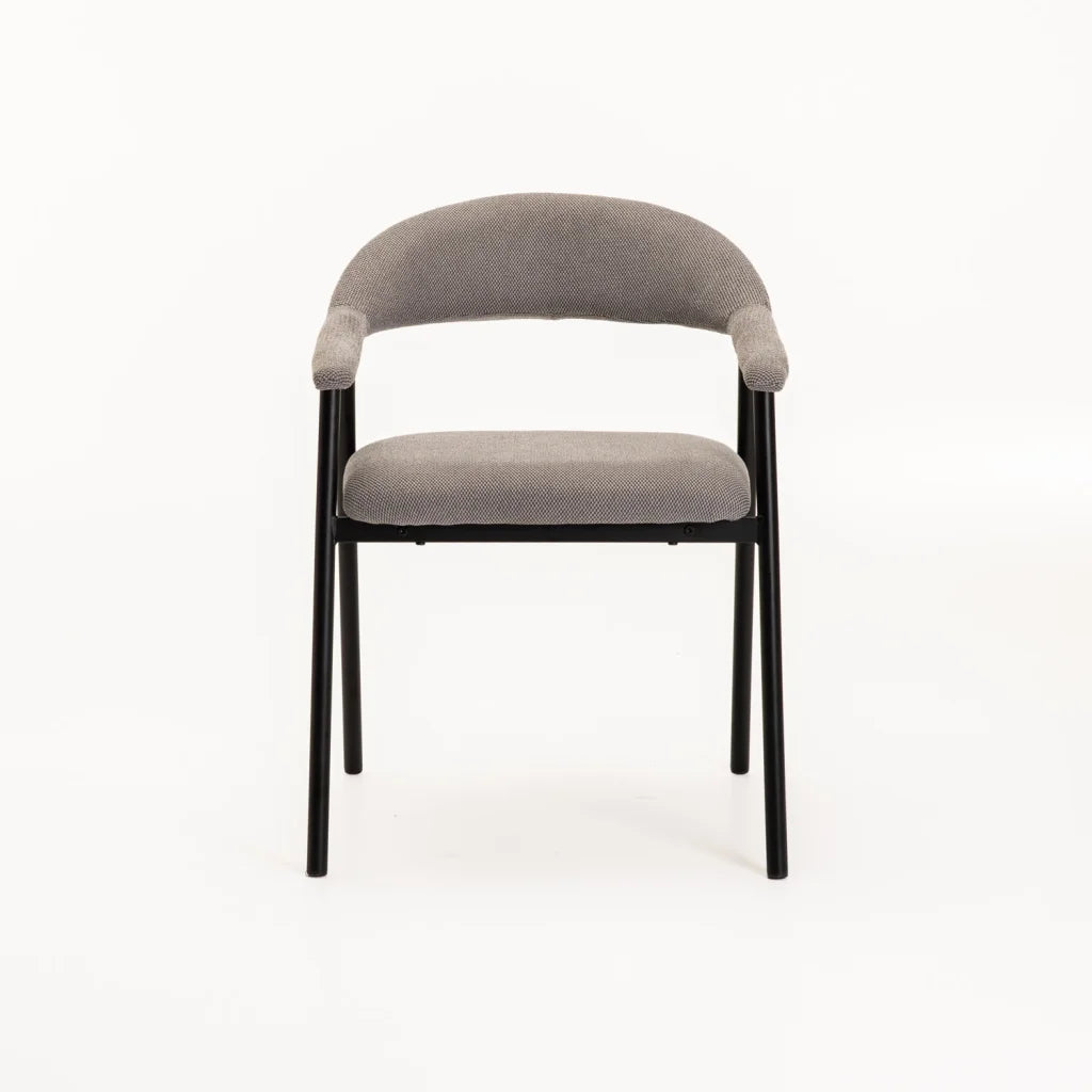 LEE FABRIC DINING CHAIR GREY/BLACK LEG