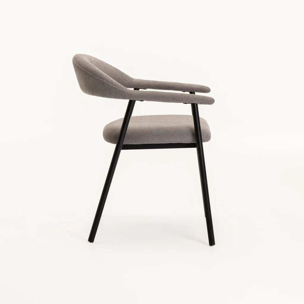 LEE FABRIC DINING CHAIR GREY/BLACK LEG