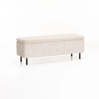 LILY TEXTURED FABRIC STORAGE OTTOMAN - CREAM