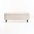 LILY TEXTURED FABRIC STORAGE OTTOMAN - CREAM
