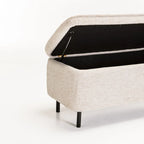 LILY TEXTURED FABRIC STORAGE OTTOMAN - CREAM