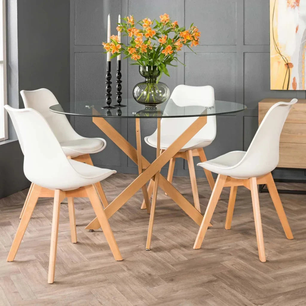 LINC 120 cm ROUND 10mm GLASS TOP DINING TABLE