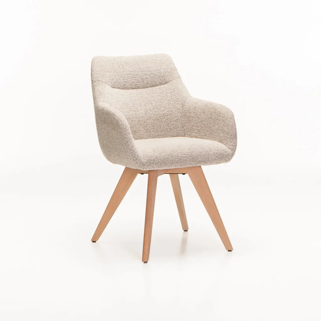 NELLA WOODEN DINING CHAIR - SPECKLED STONE