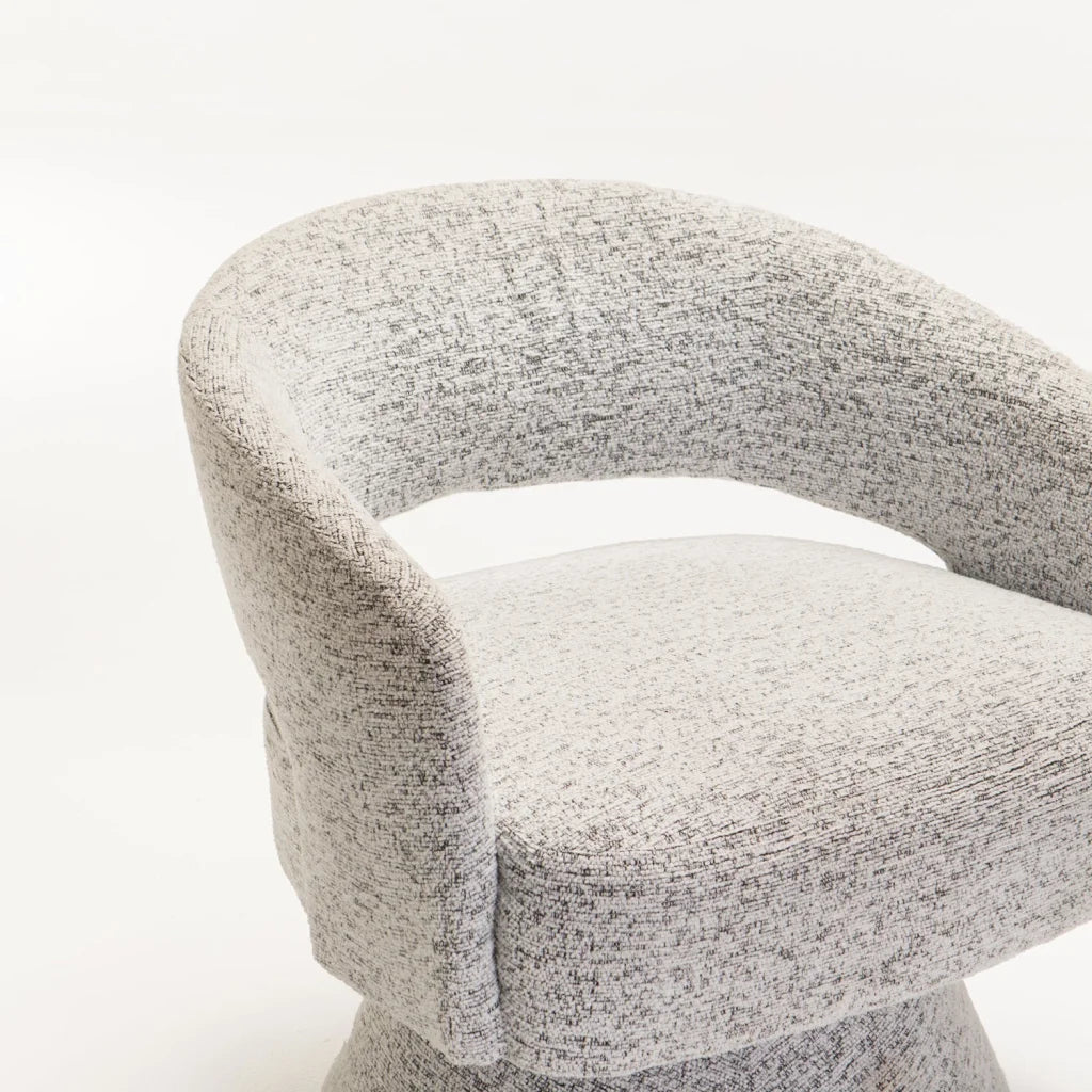 OLGA SPECKLED FABRIC SWIVEL CHAIR - LIGHT GREY