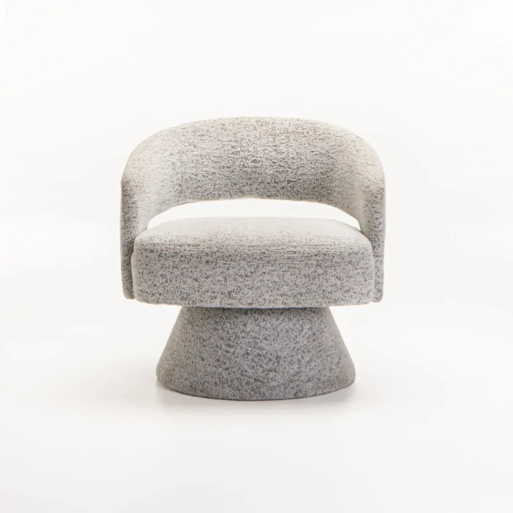 OLGA SPECKLED FABRIC SWIVEL CHAIR - LIGHT GREY