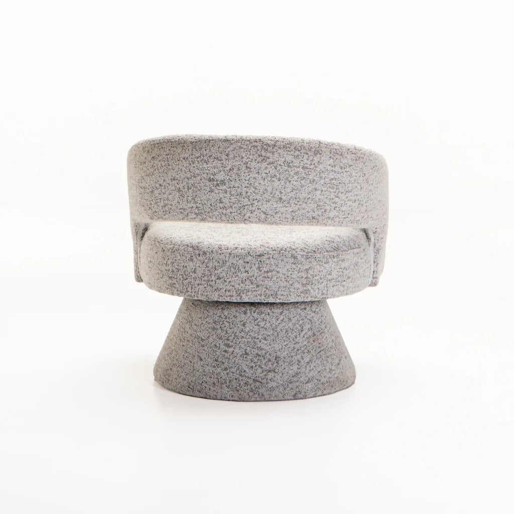 OLGA SPECKLED FABRIC SWIVEL CHAIR - LIGHT GREY