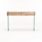 OPAL 110x40cm 12MM TEMPERED GLASS CONSOLE WITH DRAWERS