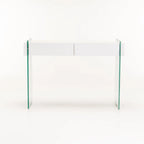 OPAL 110x40cm 12MM TEMPERED GLASS CONSOLE WITH DRAWERS