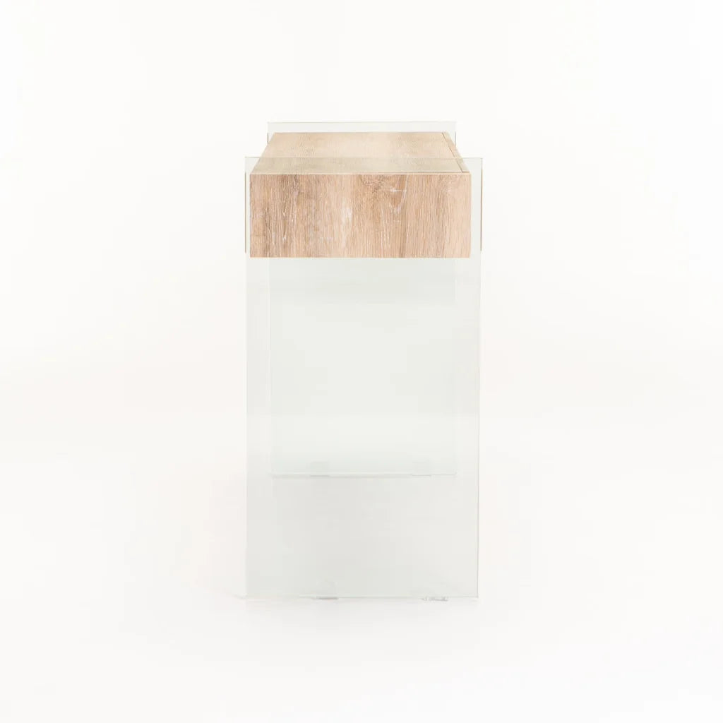 OPAL 110x40cm 12MM TEMPERED GLASS CONSOLE WITH DRAWERS