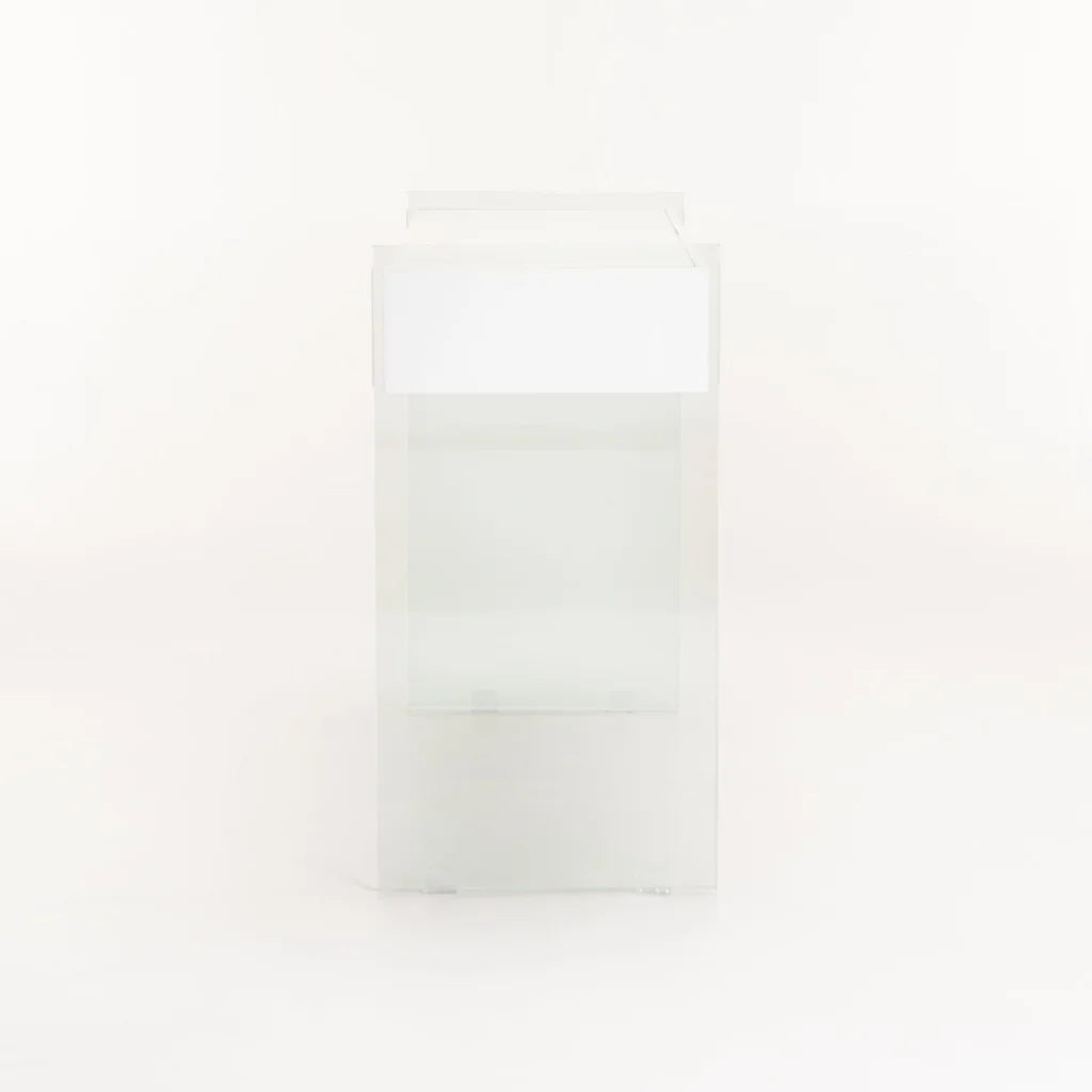 OPAL 110x40cm 12MM TEMPERED GLASS CONSOLE WITH DRAWERS