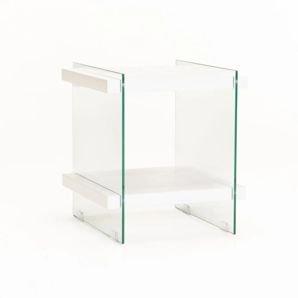 OPAL 45x45cm 8MM TEMPERED GLASS SIDE TABLE