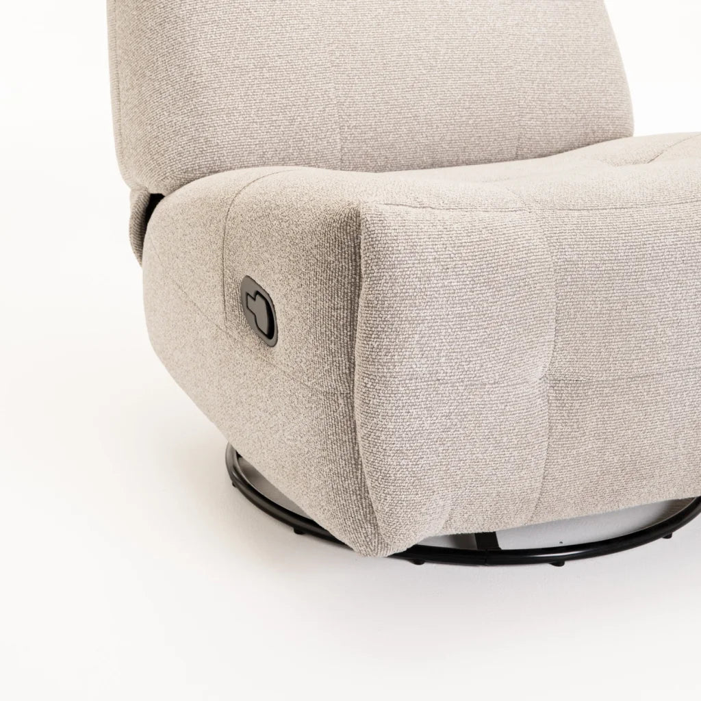 RENZO FABRIC ARMLESS SWIVEL RECLINER