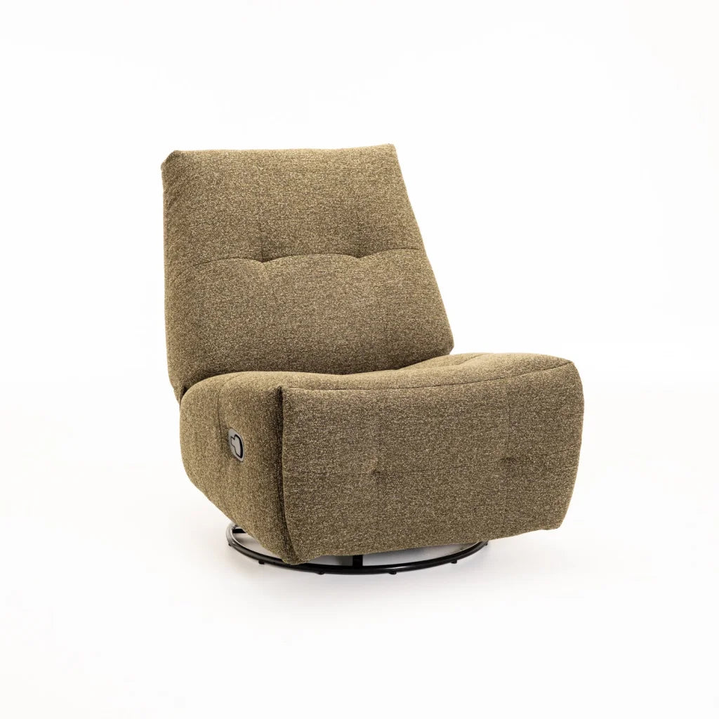 RENZO FABRIC ARMLESS SWIVEL RECLINER