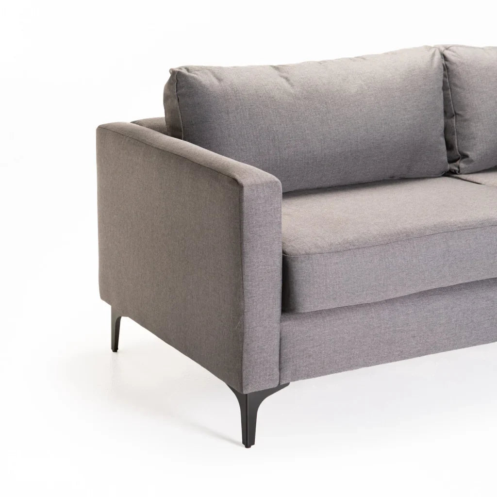 SANTINO FABRIC 3 SEATER COUCH - BLACK LEG