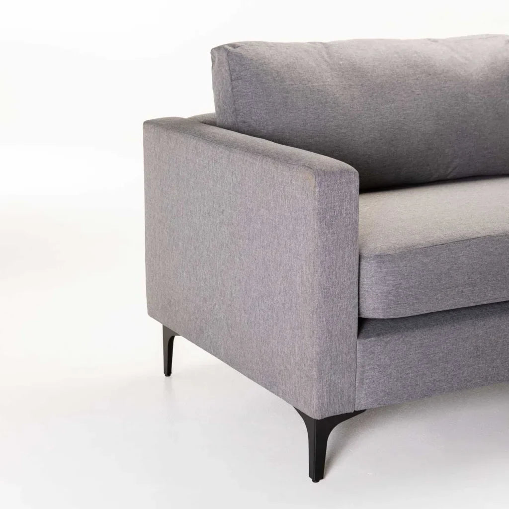 SANTINO FABRIC 3 SEATER COUCH - BLACK LEG