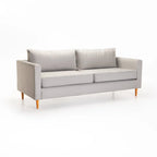 SANTINO FABRIC 3 SEATER COUCH - PLATINUM/NATURAL LEG