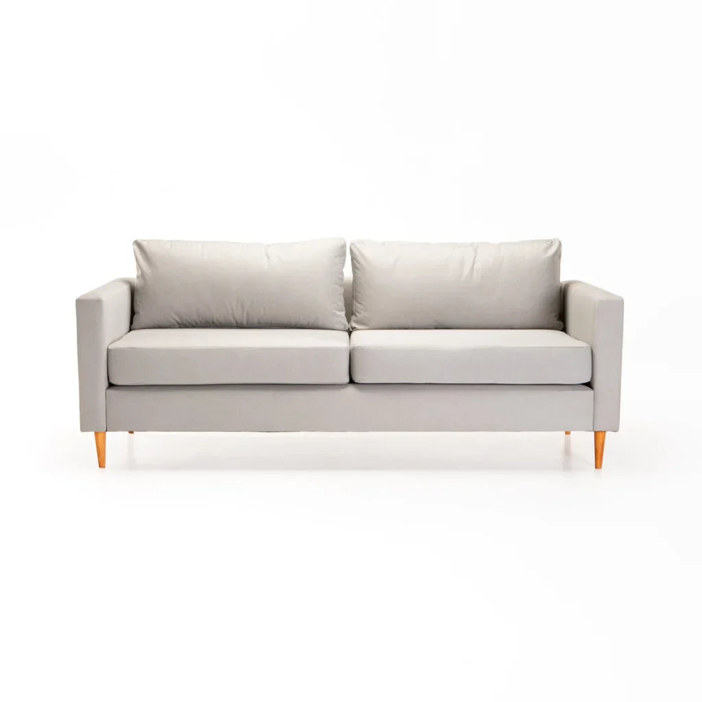 SANTINO FABRIC 3 SEATER COUCH - PLATINUM/NATURAL LEG