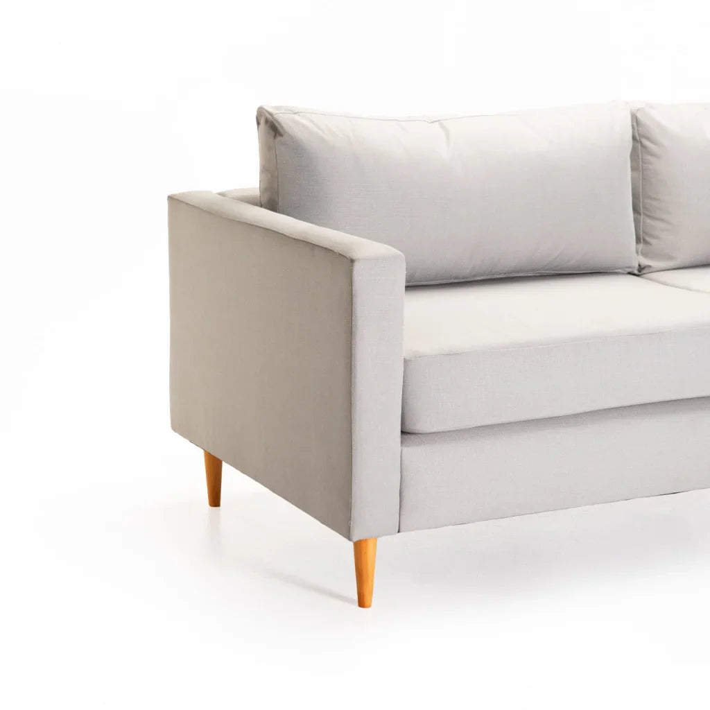 SANTINO FABRIC 3 SEATER COUCH - PLATINUM/NATURAL LEG