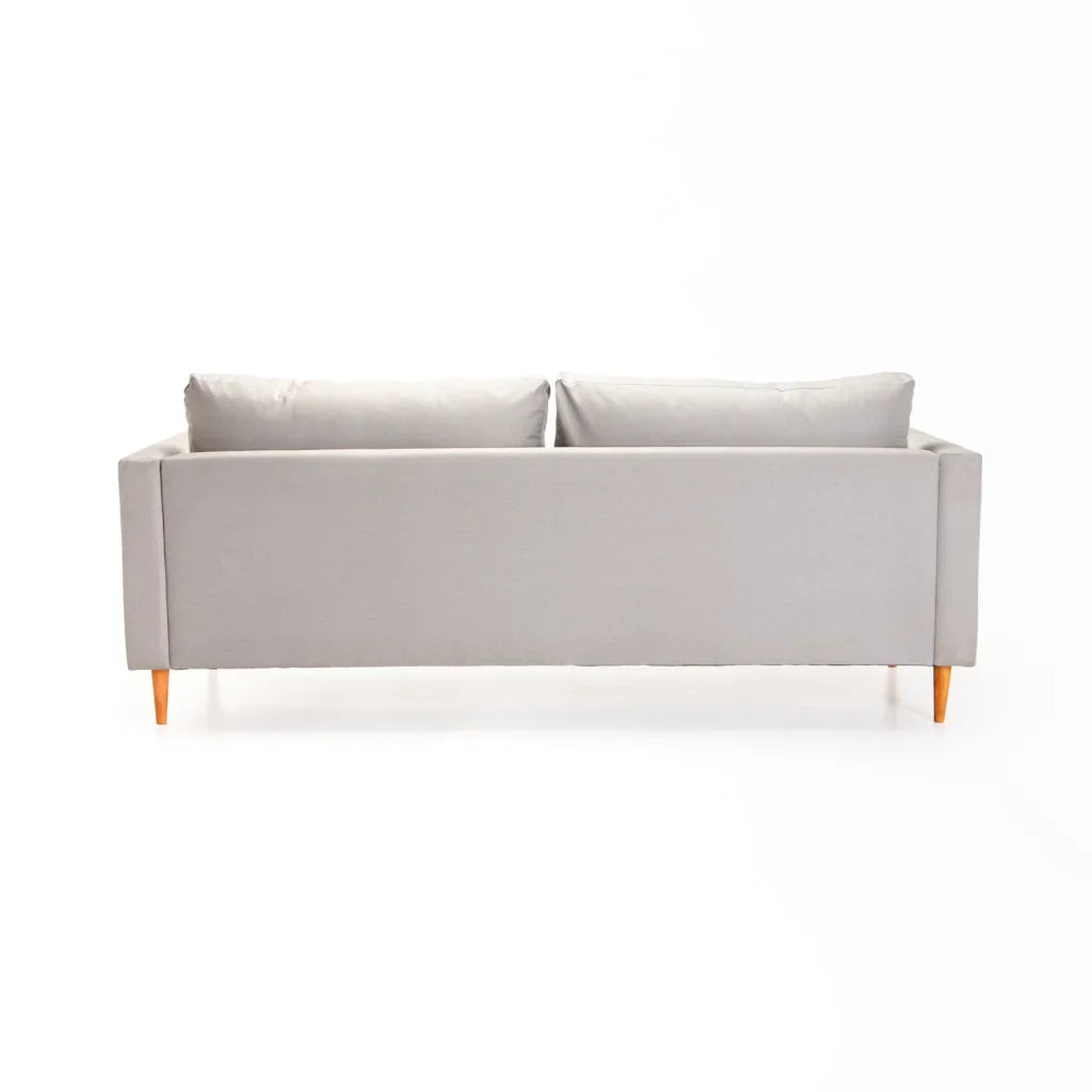 SANTINO FABRIC 3 SEATER COUCH - PLATINUM/NATURAL LEG
